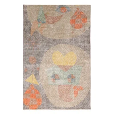 Rug & Kilim One-of-a-kind Hand-knotted 1950s Mid-century Modern Gray 4'7" X 7'3" Wool Area Rug