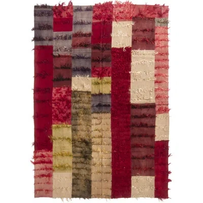 Rug & Kilim One-of-a-kind Hand-knotted 1950s Mid-century Modern Red 6'1" X 8'8" Wool Area Rug