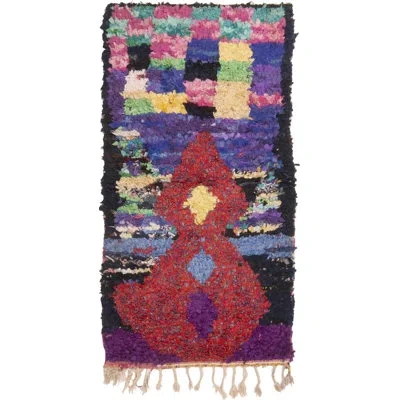 Rug & Kilim One-of-a-kind Hand-knotted 1950s Mid-century Modern Red/black 3'5" X 6'8" Wool Area Rug In Black;red