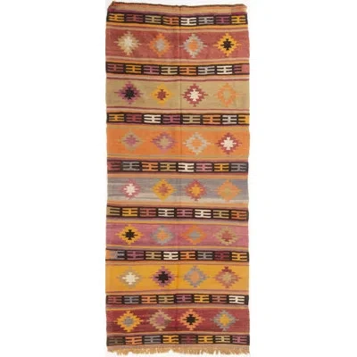 Rug & Kilim One-of-a-kind Hand-knotted 1950s Mid-century Modern Yellow 4'2" X 10'3" Runner Wool Area Rug