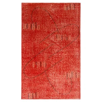 Rug & Kilim One-of-a-kind Hand-knotted 1960s Art Deco Red 3'9" X 6'1" Wool Area Rug