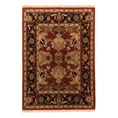 Rug & Kilim One-of-a-kind Hand-knotted 1970s Mid-century Modern Red/beige 3'8" X 5'10" Wool Area Rug In Red;beige
