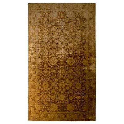 Rug & Kilim One-of-a-kind Hand-knotted 2000s Tabriz Beige/brown 11' X 19'1" Silk Area Rug In Brown;beige