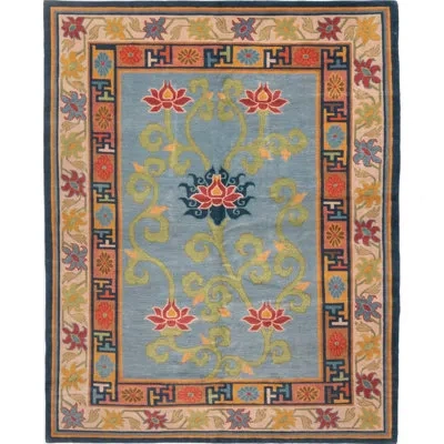 Rug & Kilim One-of-a-kind Hand-knotted 2010s Oushak Blue 5'6" X 6'10" Wool Area Rug