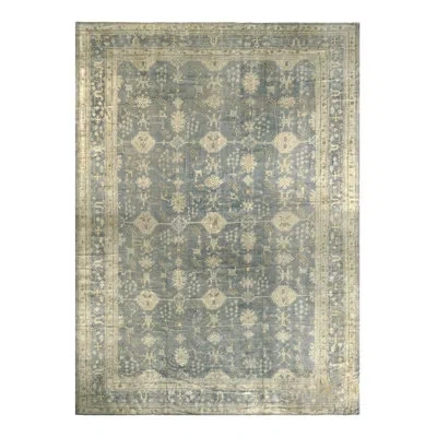 Rug & Kilim One-of-a-kind Hand-knotted Before 1900 Oushak Green/beige 13' X 18'3" Wool Area Rug In Beige;green