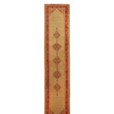 Rug & Kilim One-of-a-kind Hand-knotted Before 1900 Red/tan 2'6" X 11'11" Wool Area Rug In Red;tan