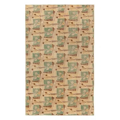 Rug & Kilim One-of-a-kind Pasha 1960s Vintage Art Deco Rug In Beige/brown/green Geometric Pattern In Brown;beige;green