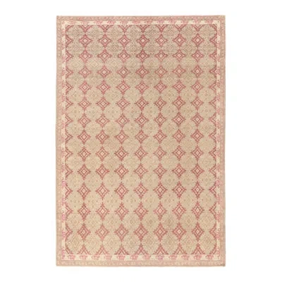 Rug & Kilim One-of-a-kind Pasha 1960s Vintage Deco Rug In Pink/beige Geometric Pattern In Beige;pink