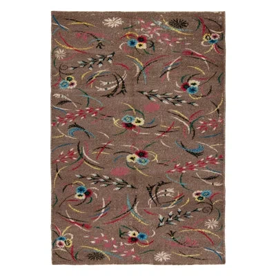 Rug & Kilim One-of-a-kind Pasha 1960s Vintage Distressed Art Deco Rug In Brown/red/blue Floral Patterns In Blue;brown;red