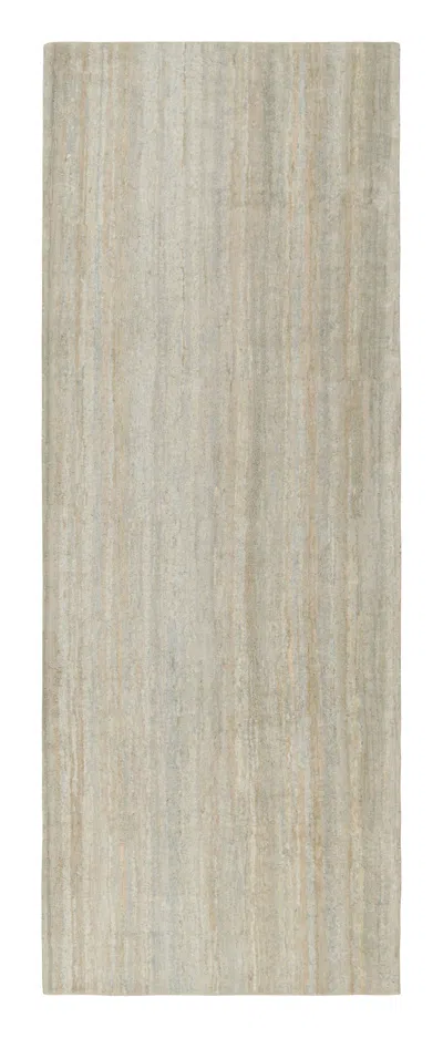 Pre-owned Rug & Kilim 's Open Field Modern Rug Beige Gray Texture Of Color Silk Runner