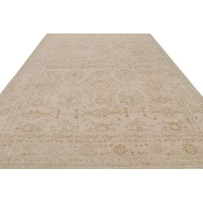 Rug & Kilim 's Oushak Rug With All Over Geometric Pattern In Beige;gold;gray