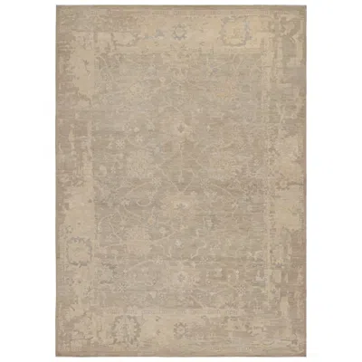 Pre-owned Rug & Kilim 's Oushak Style Oversized Rug In Greige With Floral Pattern In Brown