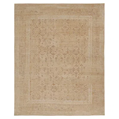 Pre-owned Rug & Kilim 's Oushak Style Oversized Rug In Taupe With Floral Patterns In Brown
