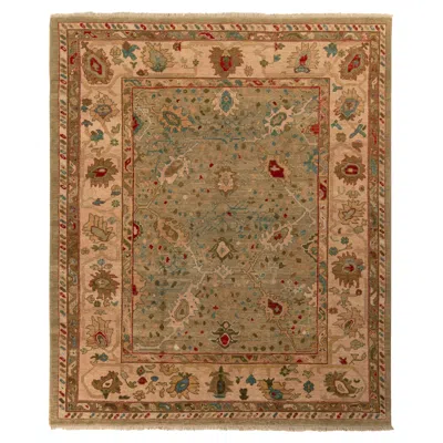 Pre-owned Rug & Kilim 's Oushak Style Rug In Blue, Red & Beige-brown Floral Patterns