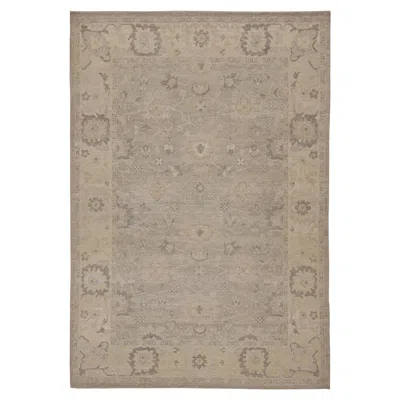 Pre-owned Rug & Kilim 's Oushak Style Rug In Gray & Beige Floral Patterns