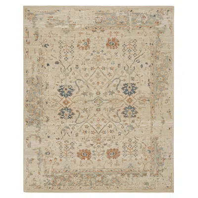 Pre-owned Rug & Kilim 's Oushak Style Rug With Beige, Rust And Navy Blue Floral Patterns