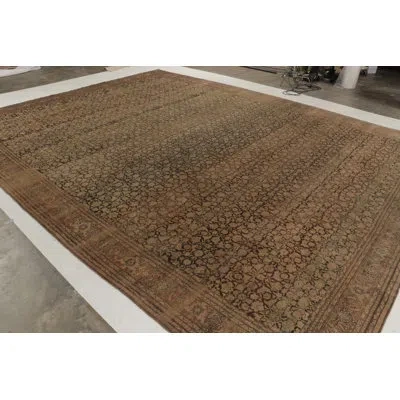 Rug & Kilim Oversized Antique Agra Rug With Fine Floral Grid In Earthy Hues -  In Brown