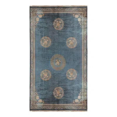 Rug & Kilim Oversized Antique Chinese Rug In Blue With Floral Medallions, From  In Blue;brown;beige;gold