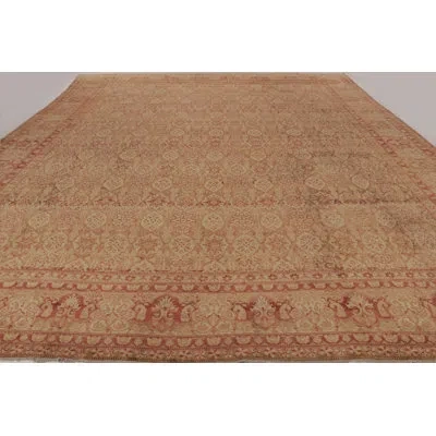 Rug & Kilim Oversized Antique Indian Agra Rug In Distressed Floral Design -  In Brown