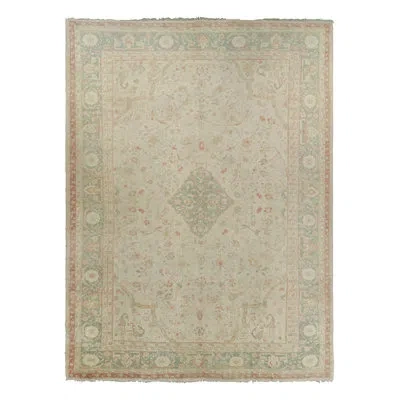 Rug & Kilim Oversized Antique Oushak Rug In Beige And Green With Medallion |  In Brown;red;beige;green