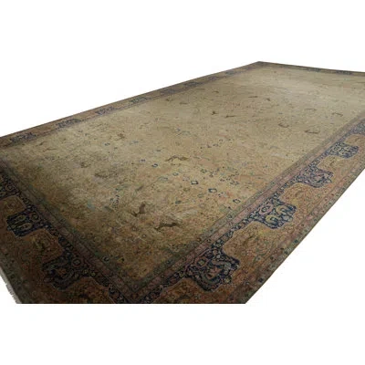 Rug & Kilim Oversized Antique Tabriz Style Indian Rug With Pictorials, Florals |  In Blue;pink;gold