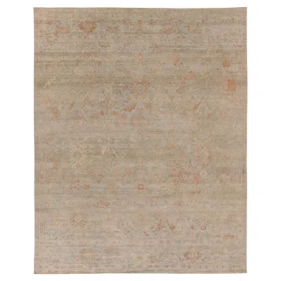 Pre-owned Rug & Kilim Oversized Modern Classics Oushak Floral Natural Silk Rug By , India In Brown