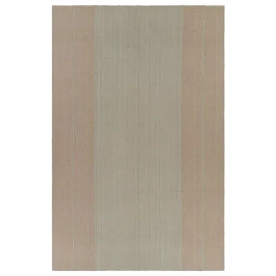 Pre-owned Rug & Kilim 's Oversized Modern Kilim With Textural Beige And Mint Green Stripes