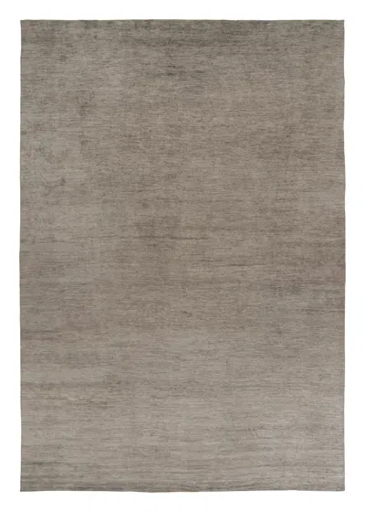 Pre-owned Rug & Kilim 's Oversized Modern Textural Rug In Brown, Gray And Beige Striae