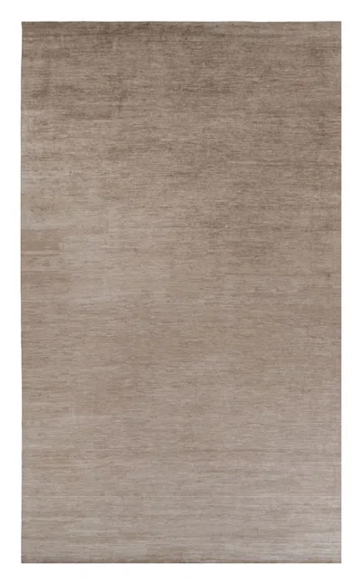 Pre-owned Rug & Kilim 's Oversized Modern Textural Rug In Brown, White And Beige Striae