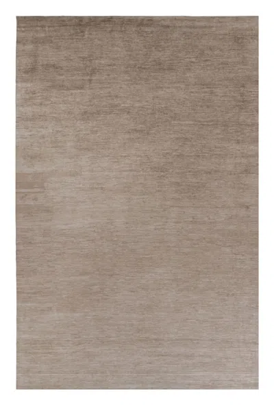 Pre-owned Rug & Kilim 's Oversized Modern Textural Rug In Brown, White And Beige Striae