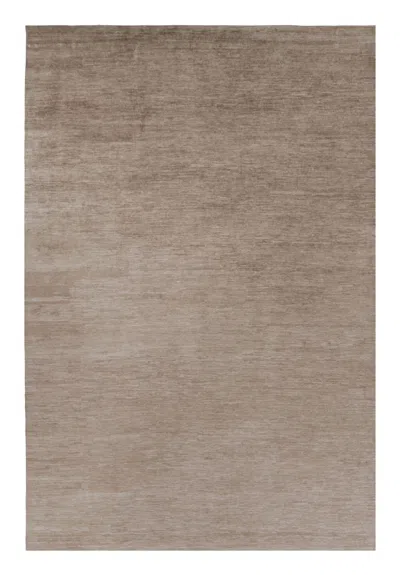 Pre-owned Rug & Kilim 's Oversized Modern Textural Rug In Brown, White And Beige Striae