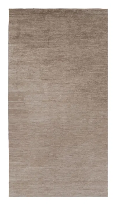 Pre-owned Rug & Kilim 's Oversized Modern Textural Rug In Brown, White And Beige Striae