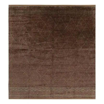 Rug & Kilim 's Oversized Moroccan-inspired Square Custom Rug Design With Diamonds In Browne