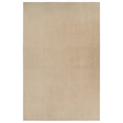 Pre-owned Rug & Kilim 's Oversized Textural Custom Rug Design, Solid Beige And Cream Striae In White