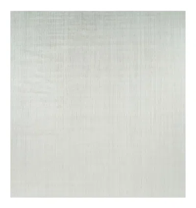 Pre-owned Rug & Kilim 's Oversized Textural Rug In Solid White And Silver-gray Striae