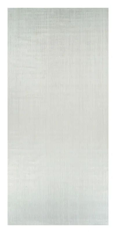 Pre-owned Rug & Kilim 's Oversized Textural Rug In Solid White And Silver-gray Striae