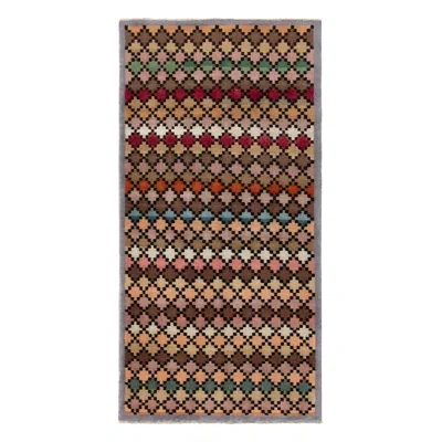Rug & Kilim Pasha 1960s Vintage Deco Rug In Brown/red/pink/green Geometric Pattern In Brown;red;pink;green