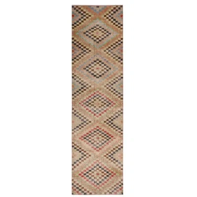 Rug & Kilim Pasha One-of-a-kind Hand-knotted 1950s Beige/brown/pastel 3'1" X 11'2" Wool Area Rug In Brown;beige;pastel