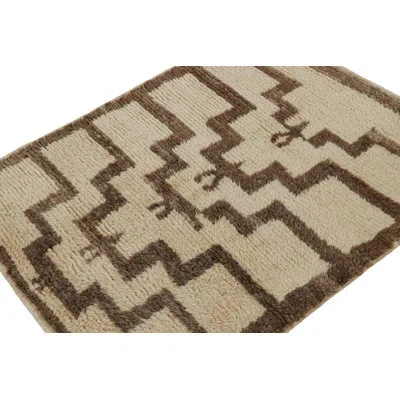Rug & Kilim Rectangle 3'9?x4'6? Wool Area Rug In Brown;beige