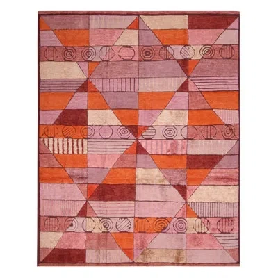 Rug & Kilim Rectangle Hand Knotted Wool Area Rug In Pink;purple;orange;cream