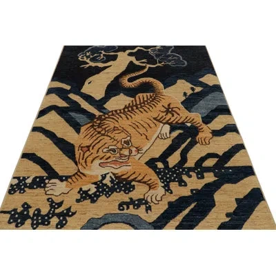 Rug & Kilim Rectangle Rectangle 5'1? X 6'11? Wool Area Rug In Black;brown;beige;gold;silver;gray