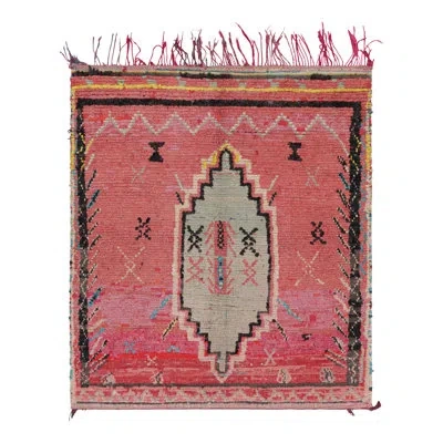Rug & Kilim Rectangle Wool Area Rug In Black;beige;yellow;pink