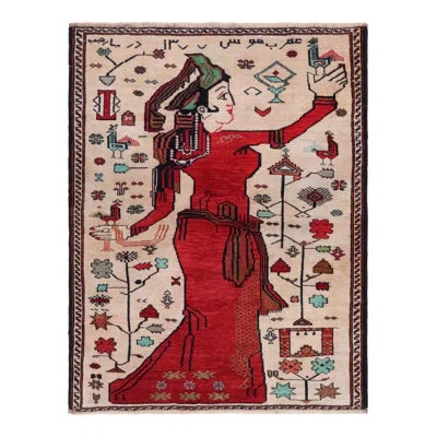 Rug & Kilim Rectangle Wool Area Rug In Black;red;beige