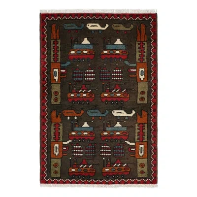 Rug & Kilim Rectangle Wool Area Rug In Brown