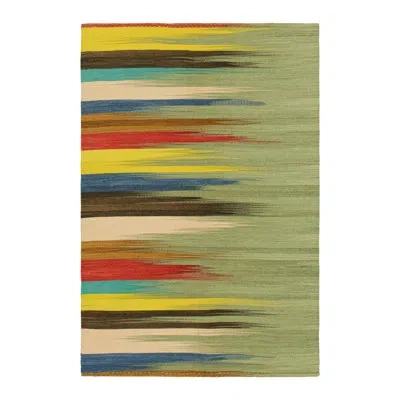 Rug & Kilim Rectangle Wool Area Rug In Blue;brown;beige;yellow;green