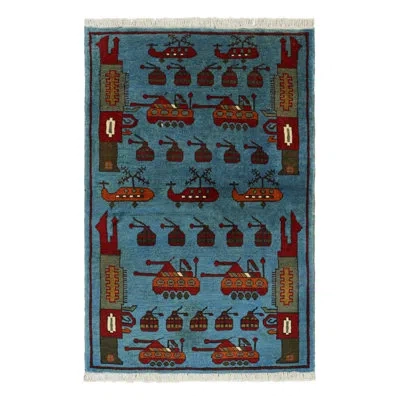 Rug & Kilim Rectangle Wool Area Rug In Blue