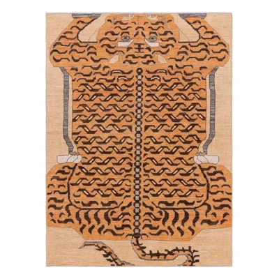 Rug & Kilim Rectangle Wool Area Rug In Brown;beige;gold;orange