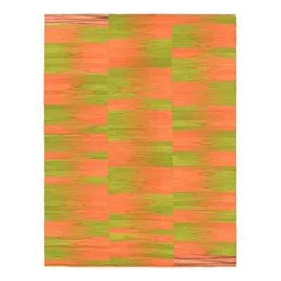 Rug & Kilim Rectangle Wool Area Rug In Pink;green