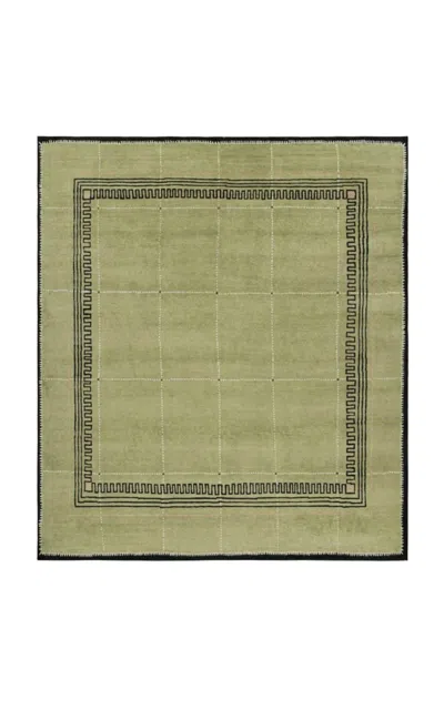Rug & Kilim - 's Art Deco Rug In Green With Black Geometric Patterns - Green