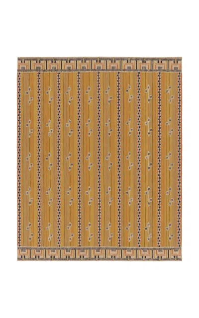 Rug & Kilim - 's Scandinavian Rug With “marta Stripe” Design In Gold Tones - Gold In Brown